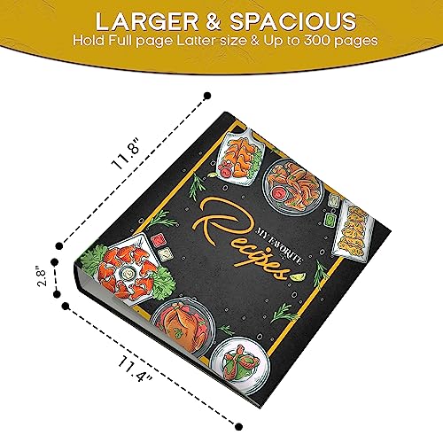 67 pcs Recipe Book Elegant 3-Ring Design, This Recipe Book to Write in Your Own Recipes Has 30 Paper Sheets, 6 Divider Sheets, 30 Clear Protective Sleeves Recipe Binder, Ideal for Family Recipes.