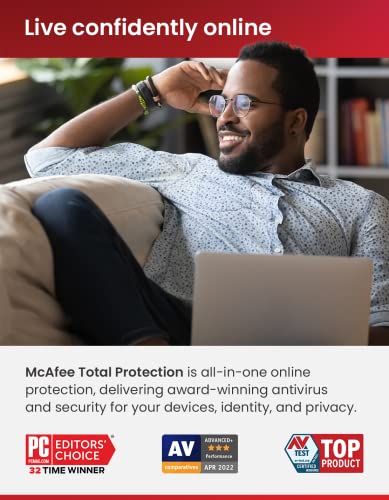 McAfee Total Protection 2023 | 3 Devices | 15 Month Subscription | Antivirus Software Includes Secure VPN, Password Manager, Dark Web Monitoring | Amazon Exclusive | Download