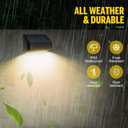 FLITI Solar Fence Lights, Fence Lights Fence Solar Lights Outdoor Waterproof Warm White & Color Glow LED Solar Lights for Backyard, Patio, Deck Railing, Stair Handrail, Pool and Wall (4 PCS)