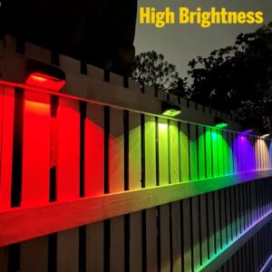 FLITI Solar Fence Lights, Fence Lights Fence Solar Lights Outdoor Waterproof Warm White & Color Glow LED Solar Lights for Backyard, Patio, Deck Railing, Stair Handrail, Pool and Wall (4 PCS)