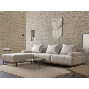 acanva convertible modular sectional sofa, mid-century modern minimalist free combination u/l shaped reversible couch for living room, 4 piece set, beige