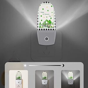 St. Patrick's Day Night Light, LED Plug in Night Light, Black Checkered Green Truck Lucky Clover Gold Night Lights with Dusk to Dawn Sensor Decorative Kids/Adults Nightlight for Bedroom Bathroom