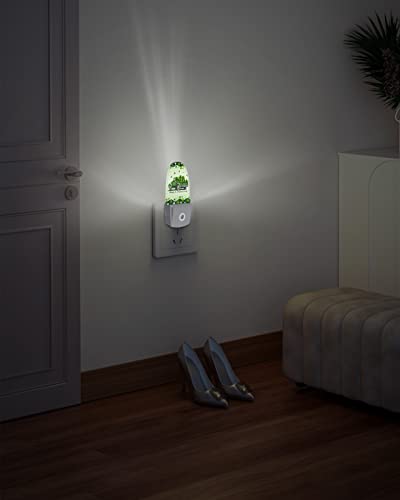 RisQiten St. Patrick's Day Night Light, LED Plug in Night Light, Green Truck Gold Lucky Clover Night Lights with Dusk to Dawn Sensor Decorative Kids/Adults Nightlight for Bedroom Bathroom