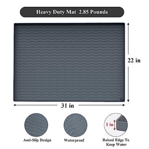 LronFensy Under Sink Mats for Kitchen Waterproof, 31'' x 22'' Silicone Under Sink Liner Drip Tray with Drain Hole, Under Sink Mat for Kitchen, Bathroom, Sink Cabinet Protector Mats - Grey