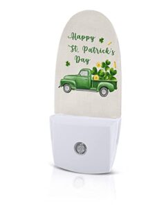 risqiten st. patrick's day night light, led plug in night light, green truck and lucky clover gold night lights with dusk to dawn sensor decorative kids/adults nightlight for bedroom bathroom