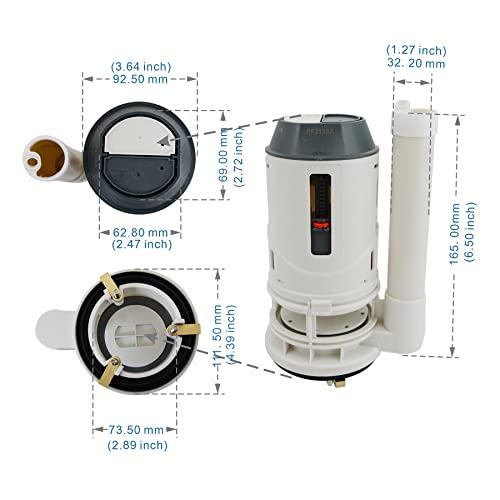 Lychee Light Dual Flush Valve Replacement Kit for One-piece Toilets, with Hydrator, Universal Tank Guts Rebuild Repair Parts and Assembly,3 Inch Dual Water Out (One-piece toilet fulsh valve)