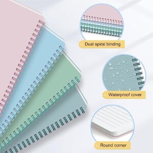 Spiral Notebook, 5.7" x 8.3" College Ruled Notebook with 4 Colors Spiral Journals for Women, 80 Sheets / 160 Pages Per Journal with Twin-Wire Binding, Thick Plastic Hardcover and 8mm Ruled Lined