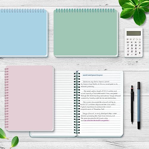 Spiral Notebook, 5.7" x 8.3" College Ruled Notebook with 4 Colors Spiral Journals for Women, 80 Sheets / 160 Pages Per Journal with Twin-Wire Binding, Thick Plastic Hardcover and 8mm Ruled Lined