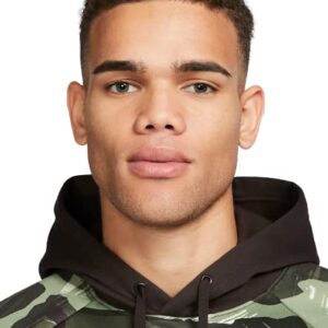 Nike Therma-FIT Men's Allover Camo Fitness Hoodie (as1, alpha, m, regular, regular, Velvet Brown/Coconut Milk)