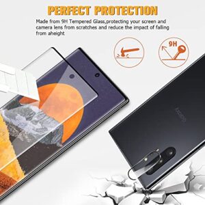 LETANG [2 +2 Pack] Galaxy Note 10 Screen Protector + Camera Lens Protector [9H Hardness][Fingerprint Unlock] [HD Clear] 3D Full Coverage Tempered Glass Film for Samsung Galaxy Note 10 6.3 Inch