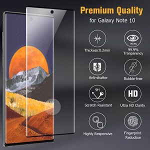 LETANG [2 +2 Pack] Galaxy Note 10 Screen Protector + Camera Lens Protector [9H Hardness][Fingerprint Unlock] [HD Clear] 3D Full Coverage Tempered Glass Film for Samsung Galaxy Note 10 6.3 Inch