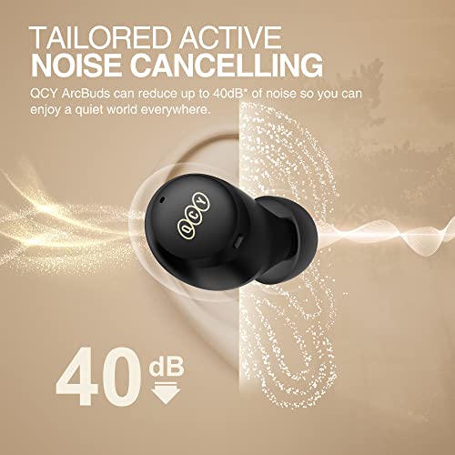 QCY HT07 Multi-Mode Active Noise Cancelling Wireless Earbuds, AI-Enhanced Calls Bluetooth Headphones with 6 Mics, Anti-Wind Noise, Transparency, App for Custom EQ, 32H Playtime, Bluetooth 5.2