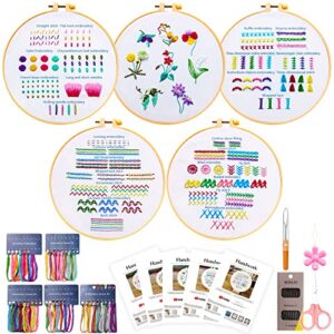 bozuan 36 stitches embroidery kit for beginners, 4 set embroidery stitches practice kit, cross stitch kits for adults with embroidery patterns, beginner embroidery kit, embroidery kits for adults