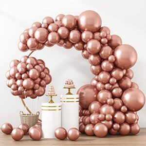 rubfac 129pcs rose gold balloons latex balloons different sizes 18 12 10 5 inches party balloon kit for birthday party graduation baby shower wedding holiday balloon decoration
