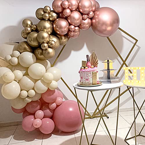 RUBFAC 129pcs Rose Gold Balloons Latex Balloons Different Sizes 18 12 10 5 Inches Party Balloon Kit for Birthday Party Graduation Baby Shower Wedding Holiday Balloon Decoration