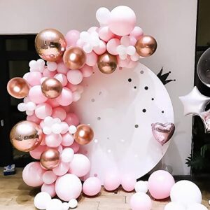 RUBFAC 129pcs Rose Gold Balloons Latex Balloons Different Sizes 18 12 10 5 Inches Party Balloon Kit for Birthday Party Graduation Baby Shower Wedding Holiday Balloon Decoration