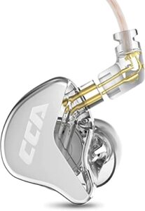 cca cra in ear monitor headphones,1dd driver in-ear hifi iem earphones super bass earbuds wired,clear sound noise cancelling headphones with 2pin iem cable for singers musician dj church (transparent)