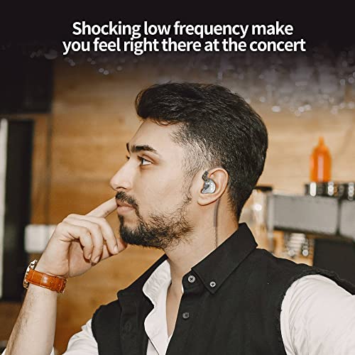 CCA CRA in Ear Monitor Headphones,1DD Driver in-Ear HiFi IEM Earphones Super Bass Earbuds Wired,Clear Sound Noise Cancelling Headphones with 2Pin IEM Cable for Singers Musician DJ Church (Transparent)