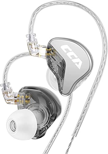 CCA CRA in Ear Monitor Headphones,1DD Driver in-Ear HiFi IEM Earphones Super Bass Earbuds Wired,Clear Sound Noise Cancelling Headphones with 2Pin IEM Cable for Singers Musician DJ Church (Transparent)