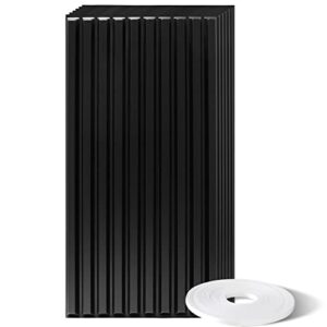 stickgoo 6pcs 3d wall panels peel and stick, main string slat wall paneling, pvc black 3d wall panels for wall, drop ceiling tiles for interior wall decor, 23.6" x 47.2" x 6pcs, 46.5 sq.ft, black