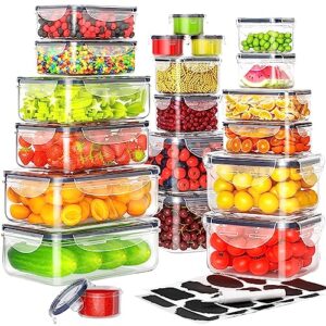 40 pcs food storage containers with lids airtight (20 containers & 20 lids), plastic meal prep container-stackable 100% leakproof & bpa-free organization and storage set, lunch containers