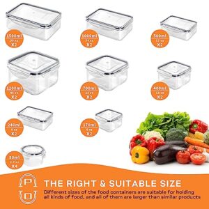 40 PCS Food Storage Containers with Lids Airtight (20 Containers & 20 Lids), Plastic Meal Prep Container-Stackable 100% Leakproof & BPA-Free Organization and Storage Set, Lunch Containers