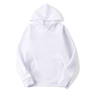 TUVEKE White Men's Hoodie Sweatshirt Pullover Fleece Hooded Athletic Sweat shirt For Men Hoodies Long Sleeve Kangaroo Pockets XL