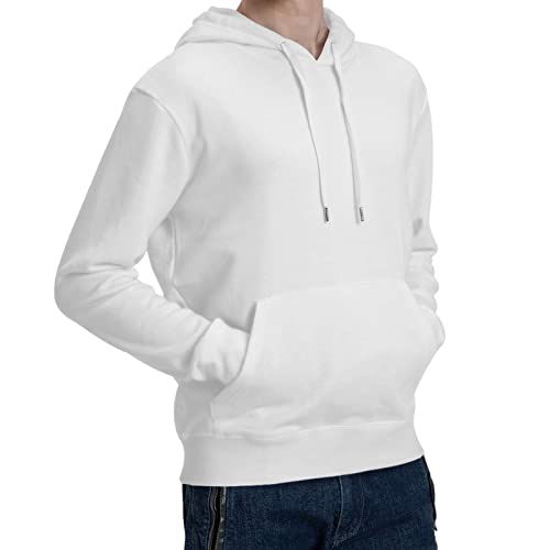 TUVEKE White Men's Hoodie Sweatshirt Pullover Fleece Hooded Athletic Sweat shirt For Men Hoodies Long Sleeve Kangaroo Pockets XL