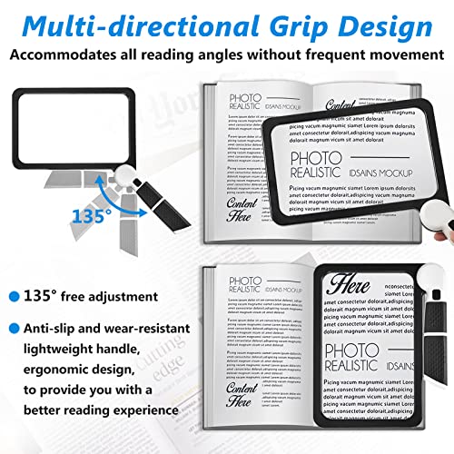 Magnifying Glass with Light 5X Magnifying Glass for Reading Handheld Folding Magnifier 48 Lights Full Page Viewing Area Perfect for Macular Degeneration Low Vision Person Gifts for Seniors Reading