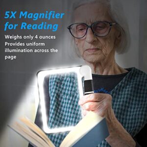 Magnifying Glass with Light 5X Magnifying Glass for Reading Handheld Folding Magnifier 48 Lights Full Page Viewing Area Perfect for Macular Degeneration Low Vision Person Gifts for Seniors Reading