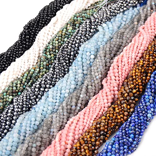 BONNY BOXX 2mm Natural Terahertz Faceted Round Healing Energy Gemstone Loose Beads Spacer Stone Beads for DIY Jewelry Making 15.5" Full Strand