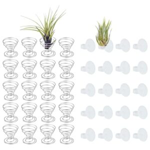homaisson 40 packs air plant stand holders, stainless steel plant display racks, tillandsia airplant containers with suction cups, stainless steel wire stands