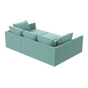 HONBAY Modular Sectional Sofa Sleeper Couch U Shaped Modular Couch with Storage Seats Full Size Modular Sofa Bed for Living Room, Aqua Blue