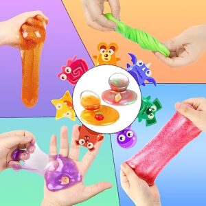 24+48 Galaxy Slime Party Favors for Kids, Slime Balls Pack Bulk Unicorn Mermaid Stress Relief Slime Gift Toys with Rings Slime Charms for Girls Boys 10-12, Crystal Clear Non-Sticky, Fluffy, Slime Kits