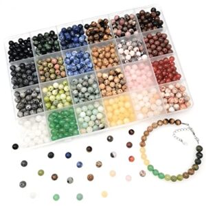 6mm natural round stone beads about 960pcs genuine real healing crystal stones beading loose gemstone diy for bracelet jewelry making kit(24 color j)