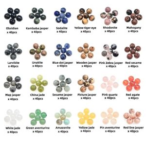 6mm Natural Round Stone Beads About 960pcs Genuine Real Healing Crystal Stones Beading Loose Gemstone DIY for Bracelet Jewelry Making Kit(24 Color J)