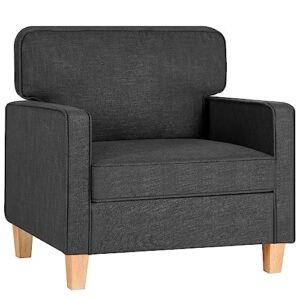 aodailihb accent chairs for living room with arms oversized big chairs mid-century modern reading chair comfy club chair, bedroom office arm chairs easy assembly (1, dark grey)
