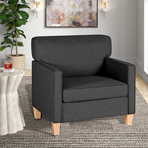 AODAILIHB Accent Chairs for Living Room with Arms Oversized Big Chairs Mid-Century Modern Reading Chair Comfy Club Chair, Bedroom Office Arm Chairs Easy Assembly (1, Dark Grey)
