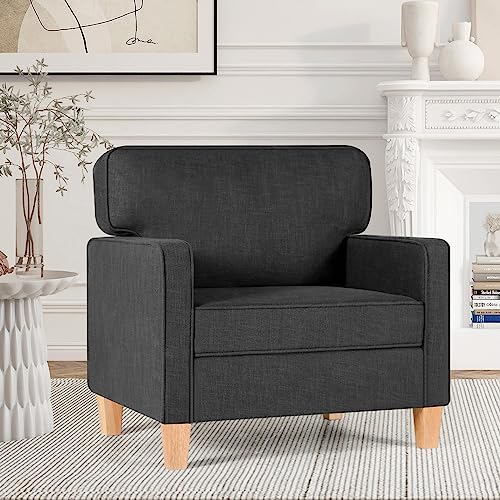 AODAILIHB Accent Chairs for Living Room with Arms Oversized Big Chairs Mid-Century Modern Reading Chair Comfy Club Chair, Bedroom Office Arm Chairs Easy Assembly (1, Dark Grey)