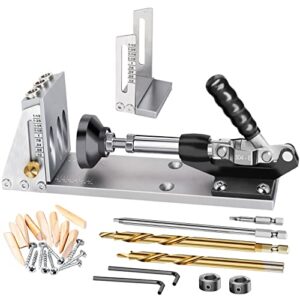 pocket hole jig kit, professional woodworking pocket screw jip, upgraded all-metal dowel jig kit for carpentry joinery men