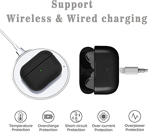 Black Wireless Charging Case Replacement Compatible for Air Pod Pro Charging Case with Bluetooth Pairing Sync Button