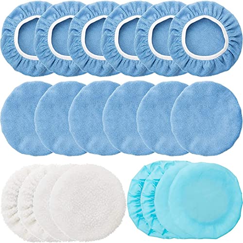 Mudder 20 Pieces Car Orbital Buffer Polisher Pad Bonnet Microfiber Max Baxer Polishing Buffing Cover (3-4 Inches)