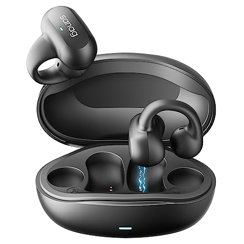 Sanag Earring Wireless Earbuds Bluetooth 5.3 with Charging Case|Open Ear Headphones Compatible with iPhone/Samsung Phone for Men,Women,and Kids-Black