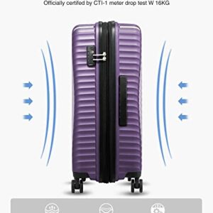 LUGGEX 24 Inch Luggage with Spinner Wheels - Purple Luggage with TSA Lock - Checked Suitcases for Travel, Lightweight and Expandable