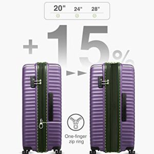 LUGGEX 24 Inch Luggage with Spinner Wheels - Purple Luggage with TSA Lock - Checked Suitcases for Travel, Lightweight and Expandable