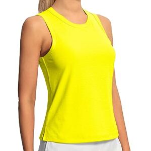 Hiverlay Workout Tank Tops for Women Sleeveless Athletic Cropped Tank Top Sports Gym Muscle Running Shirts Blazing Yellow XXL