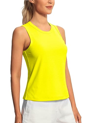 Hiverlay Workout Tank Tops for Women Sleeveless Athletic Cropped Tank Top Sports Gym Muscle Running Shirts Blazing Yellow XXL