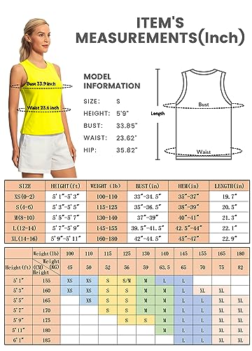 Hiverlay Workout Tank Tops for Women Sleeveless Athletic Cropped Tank Top Sports Gym Muscle Running Shirts Blazing Yellow XXL