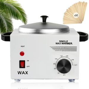 wax melt warmer professional wax warmer for hair removal waxing pot with 50pcs wax sticks, quick heats up easy read fahrenheit, at home wax heater for wax beans, canned, paraffin, or block 16.9oz