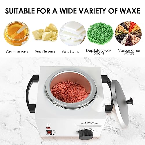 Wax Melt Warmer Professional Wax Warmer for Hair Removal Waxing Pot with 50pcs Wax Sticks, Quick Heats up Easy Read Fahrenheit, At Home Wax Heater for Wax Beans, Canned, Paraffin, or Block 16.9oz